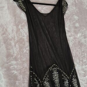 Elegant Black Dress with Silver Embellishments